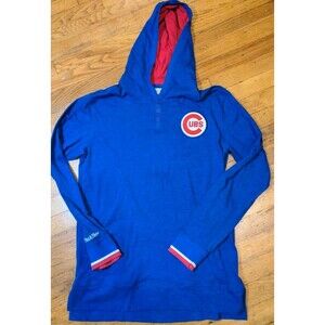 Mitchell & Ness Royal Chicago Cubs Mens Lightweight Raglan Pullover Hoodie Large